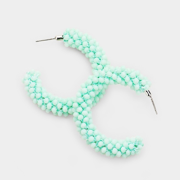 Jewelry - MINT BUBBLE BEADED CLUSTER HOOP EARRINGS